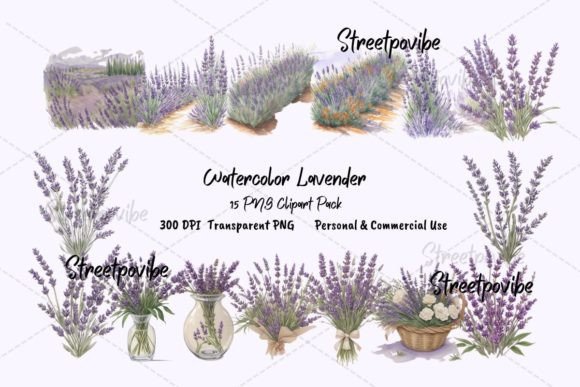 Download Lavender Flower Garden Watercolor PNGs - Premium Resources